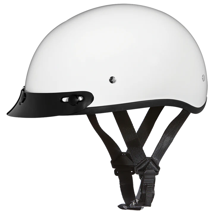 Daytona Skull Cap Half Shell Beanie Style Motorcycle Helmet - Hi-Gloss White