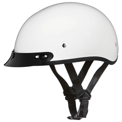 Daytona Skull Cap Half Shell Beanie Style Motorcycle Helmet - Hi-Gloss White