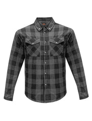 Men’s Plaided Flannel Shirt – Quilted Lined Riding Shirt with Removable Pads