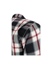 Men's Quilted Flannel Shirt Jacket - Black, White & Red Sleek Design Shirt