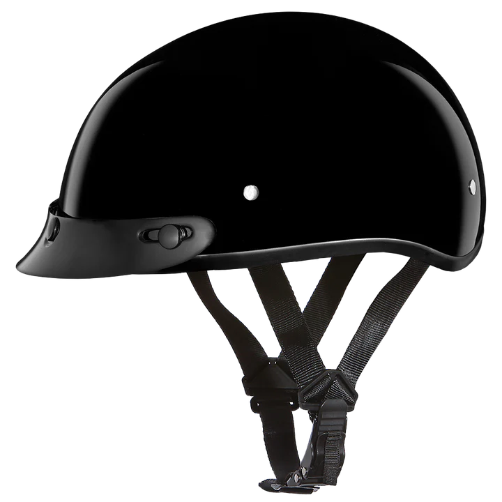 DOT Approved Daytona Skull Cap Half Shell Beanie Motorcycle Helmet - Hi-Gloss Black