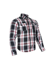 Men's Quilted Flannel Shirt Jacket - Black, White & Red Sleek Design Shirt