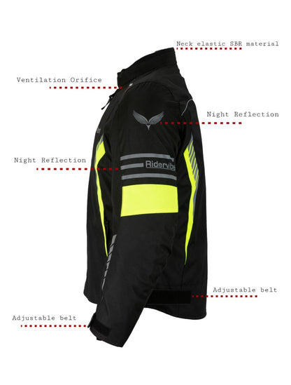 Neon & Black CE Armored Waterproof Motorcycle Jacket