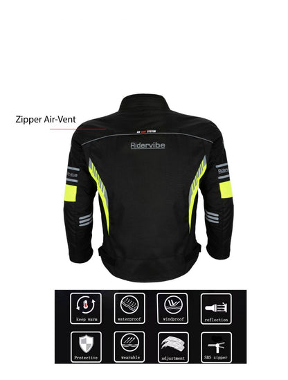 Neon & Black CE Armored Waterproof Motorcycle Jacket