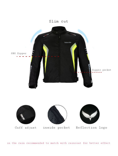 Neon & Black CE Armored Waterproof Motorcycle Jacket