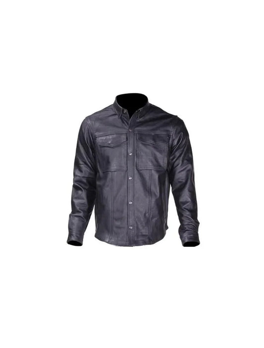 Mens Light Weight Leather Shirt For Summer Riding
