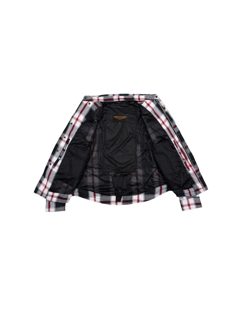 Men's Quilted Flannel Shirt Jacket - Black, White & Red Sleek Design Shirt