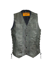 Men's Gray Vest with Concealed Carry Pockets & Side Laces