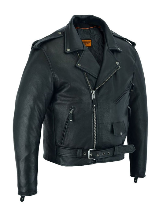 Classic Biker Police Motorcycle Jacket - Best Cowhide Leather Motorcycle Jacket
