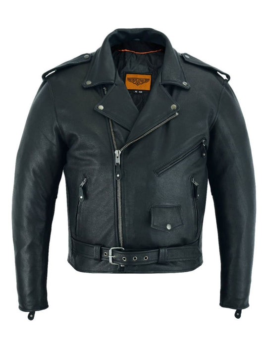 Classic Biker Police Motorcycle Jacket - Best Cowhide Leather Motorcycle Jacket