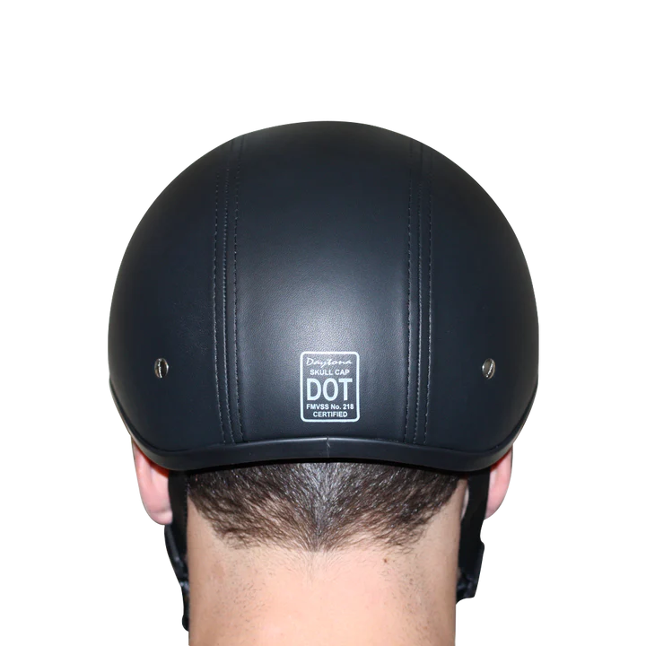 D.O.T.  Daytona Skull Cap - Leather Covered