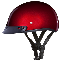 Daytona Skull Cap Half Shell Motorcycle Helmet - Black Cherry
