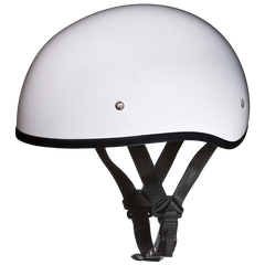 DOT Approved Daytona Skull Cap Half Shell Motorcycle Helmet – Beanie Style – White – Lightweight & Comfortable