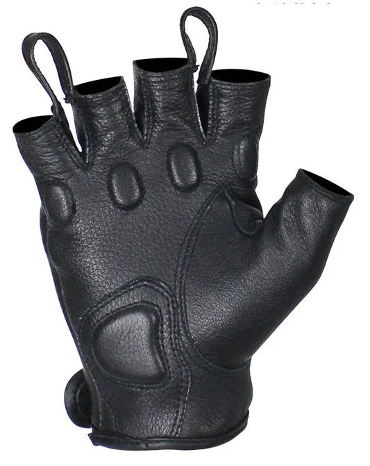 Premium Deer Skin Gel Palm Fingerless Riding Gloves